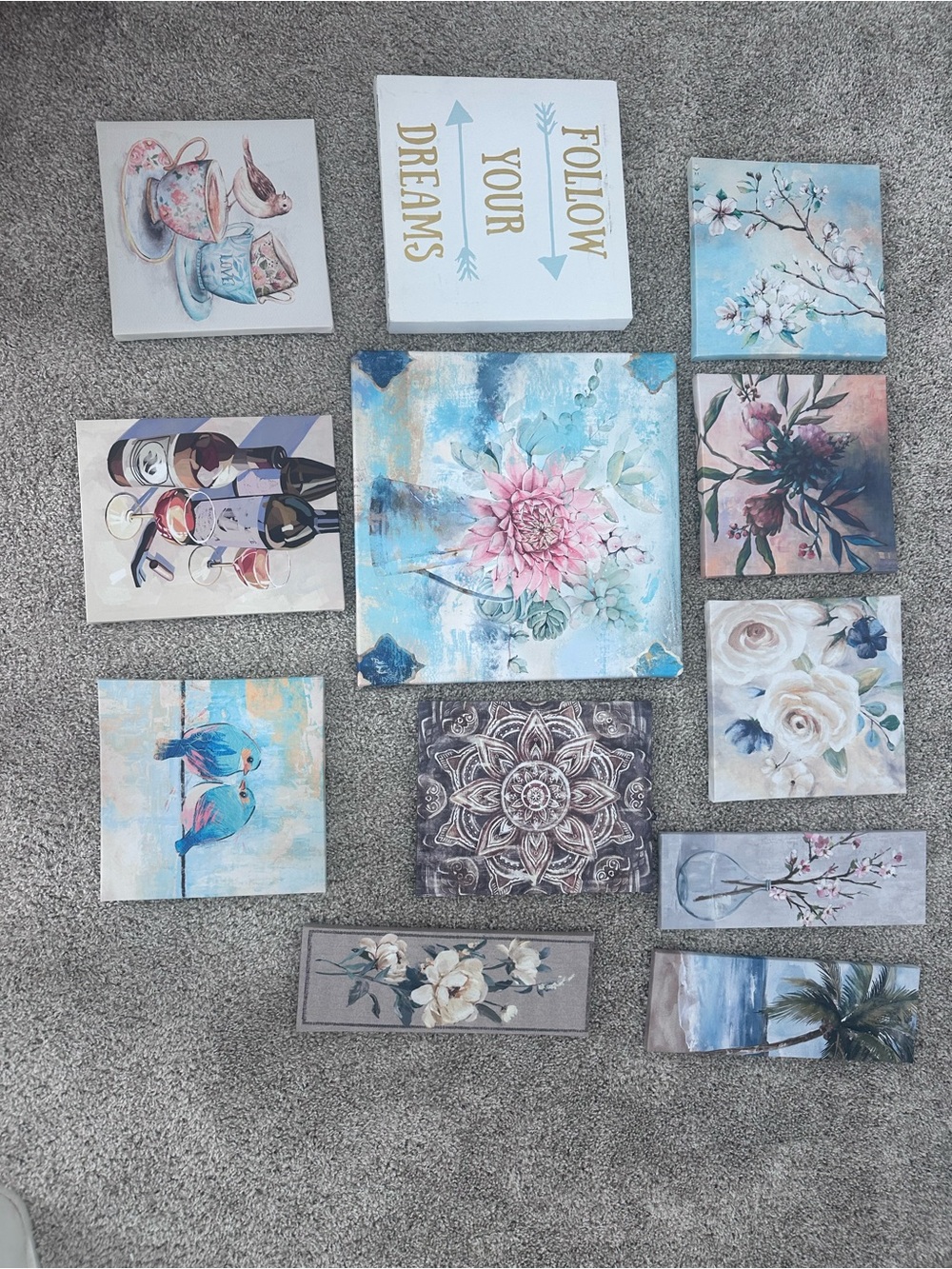 Assorted Floral & Coastal Canvas Wall Art Set